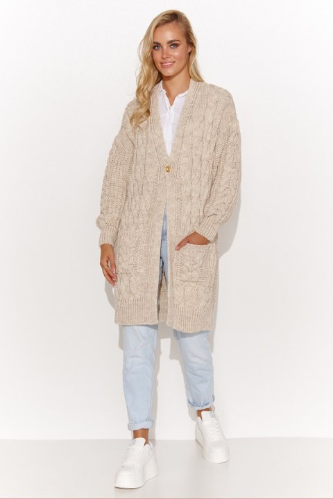 Sweter Kardigan Model S134 Beige Melange - Makadamia - uniwersalny Sweter Kardigan Model S134 Beige Melange - Makadamia - uniwersalny