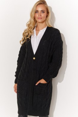 Sweter Kardigan Model S134 Black - Makadamia - uniwersalny