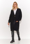 Sweter Kardigan Model S134 Black - Makadamia - uniwersalny Sweter Kardigan Model S134 Black - Makadamia - uniwersalny