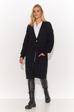 Sweter Kardigan Model S134 Black - Makadamia - uniwersalny