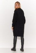 Sweter Kardigan Model S134 Black - Makadamia - uniwersalny Sweter Kardigan Model S134 Black - Makadamia - uniwersalny