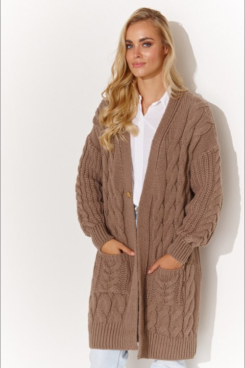 Sweter Kardigan Model S134 Cappuccino - Makadamia - uniwersalny Sweter Kardigan Model S134 Cappuccino - Makadamia - uniwersalny