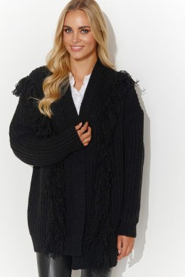 Sweter Kardigan Model S142 Black - Makadamia - uniwersalny