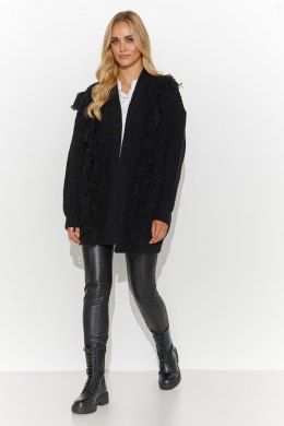 Sweter Kardigan Model S142 Black - Makadamia - uniwersalny