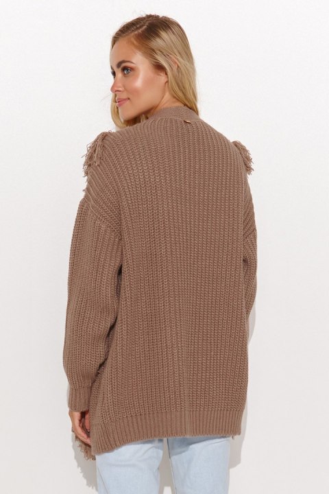 Sweter Kardigan Model S142 Cappuccino - Makadamia - uniwersalny Sweter Kardigan Model S142 Cappuccino - Makadamia - uniwersalny