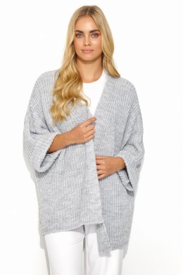 Sweter Kardigan Model S145 Grey Melange - Makadamia - uniwersalny