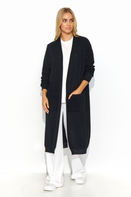 Sweter Kardigan Model S146 Black - Makadamia - uniwersalny