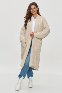 Sweter Kardigan Model S153 Beige Melange - Makadamia - uniwersalny