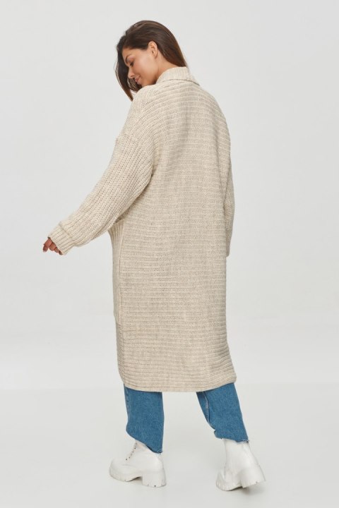 Sweter Kardigan Model S153 Beige Melange - Makadamia - uniwersalny