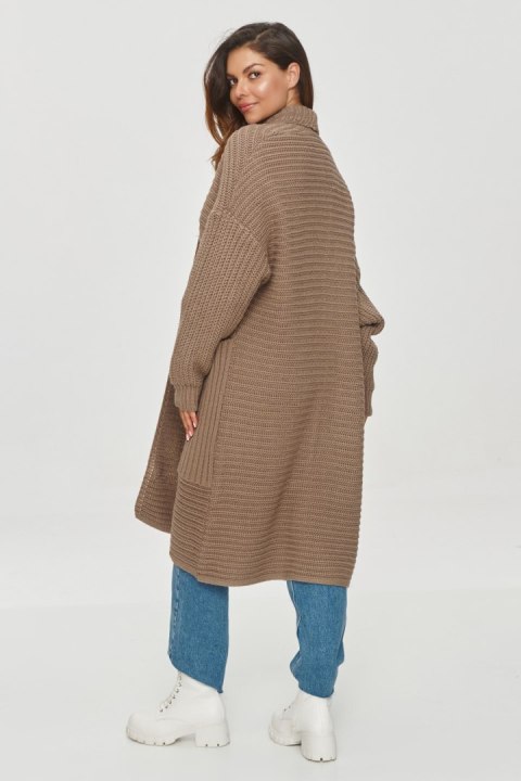 Sweter Kardigan Model S153 Cappuccino - Makadamia - uniwersalny Sweter Kardigan Model S153 Cappuccino - Makadamia - uniwersalny
