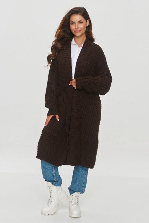 Sweter Kardigan Model S153 Czekolada - Makadamia - uniwersalny Sweter Kardigan Model S153 Czekolada - Makadamia - uniwersalny