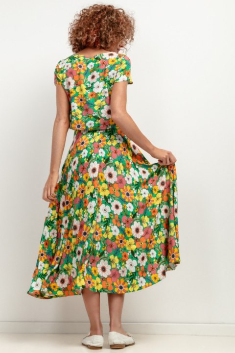 Spódnica Model T407 Kwiaty na zielonym tle - Tessita - XXL Spódnica Model T407 Kwiaty na zielonym tle - Tessita - XXL