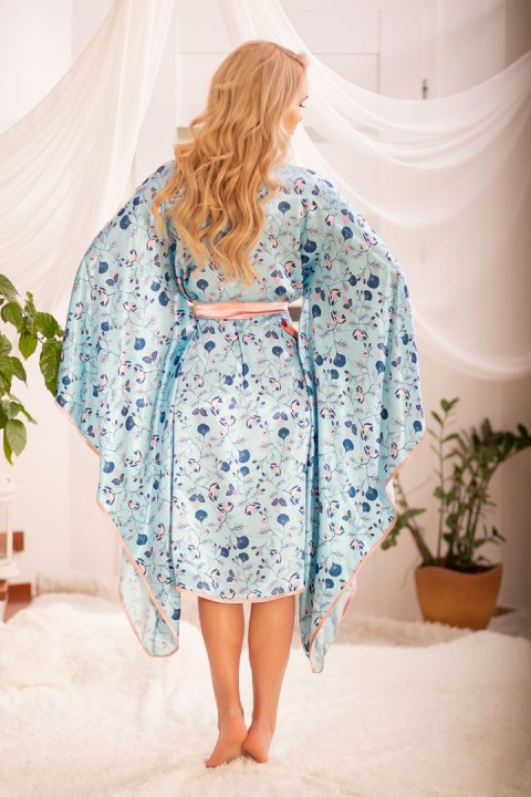 Szlafrok Model Hulhule satyna druk Blue - Kalimo - XL Szlafrok Model Hulhule satyna druk Blue - Kalimo - XL