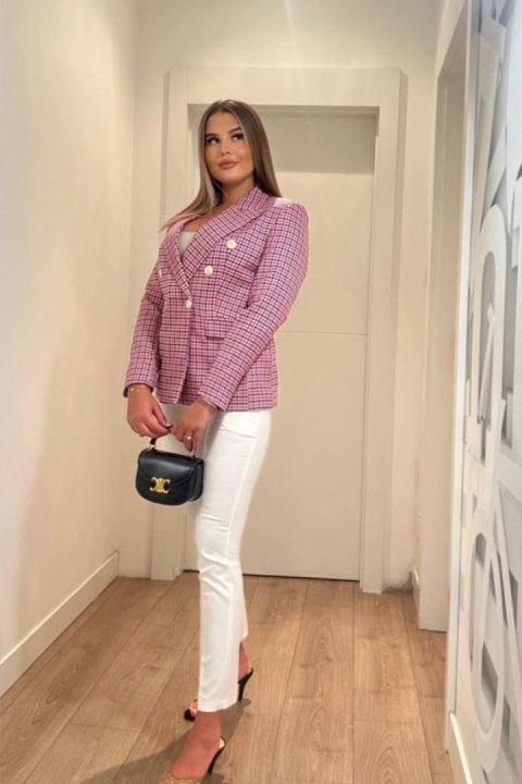 Marynarka Model 10 Amarant Pepitka - Cabba - 42