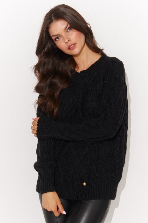 Sweter Damski Model NU_S93 Black - Numinou - uniwersalny Sweter Damski Model NU_S93 Black - Numinou - uniwersalny