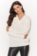 Sweter Damski Model NU_S97 Śmietana - Numinou - uniwersalny Sweter Damski Model NU_S97 Śmietana - Numinou - uniwersalny