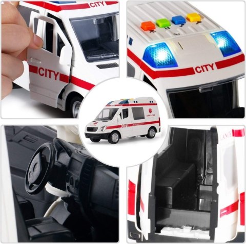Autko AMBULANS światło dźwięk odgłosy otwierane drzwi Autko AMBULANS światło dźwięk odgłosy otwierane drzwi