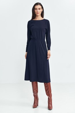 Sukienka z gumką w pasie S259 Navy - Nife - 38