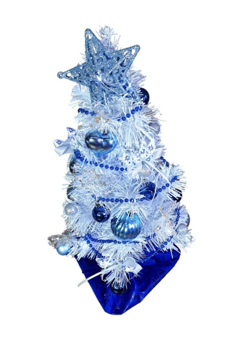 GOTOWA MINI CHOINKA BIAŁA LED UBRANA ŚWIĄTECZNA DEKORACJA 40cm GOTOWA MINI CHOINKA BIAŁA LED UBRANA ŚWIĄTECZNA DEKORACJA 40cm