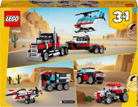 LEGO 31146 Creator 3w1 - Ciężarówka z platformą i helikopterem LEGO 31146 Creator 3w1 - Ciężarówka z platformą i helikopterem