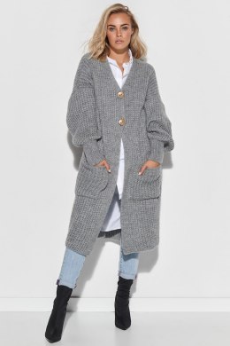 Sweter Kardigan Model S101 Grey Melange - Makadamia - uniwersalny