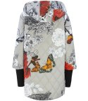 Asymetryczna przejściowa KURTKA print KWIATY (Szary) Asymetryczna przejściowa KURTKA print KWIATY (Szary)