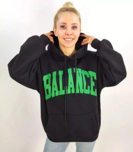 Bluza oversize unisex BALANCE duże napisy (Czarny)