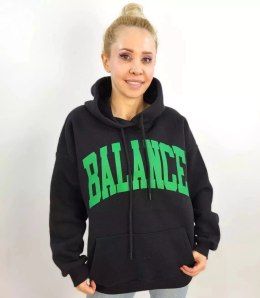 Bluza oversize unisex BALANCE duże napisy (Czarny)