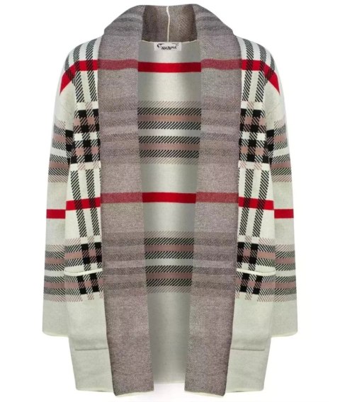CIEPŁY Sweter Kardigan narzutka KRATA Elegancki (Beżowy) CIEPŁY Sweter Kardigan narzutka KRATA Elegancki (Beżowy)