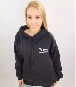 Ciepła bluza unisex bawełna napis kangurka (Czarny)