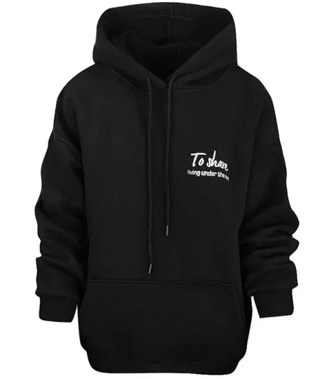 Ciepła bluza unisex bawełna napis kangurka (Czarny)