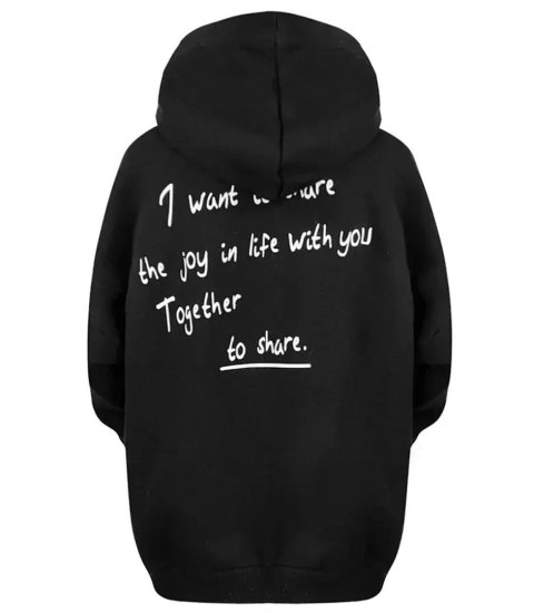 Ciepła bluza unisex bawełna napis kangurka (Czarny)