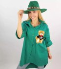 Długa koszula szmizjerka tunika z misiem Elegancka (Zielony) Długa koszula szmizjerka tunika z misiem Elegancka (Zielony)