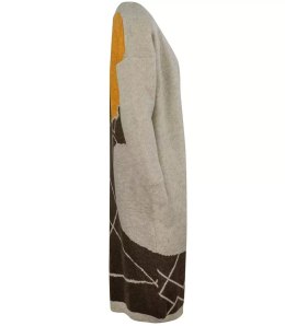Długi kardigan sweter afryka żyrafy Kaszmir (Beżowy)