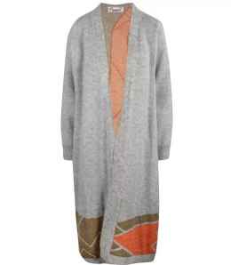 Długi kardigan sweter afryka żyrafy Kaszmir (Szary)