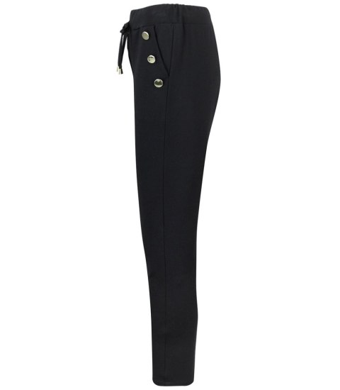 Eleganckie spodnie materiałowe z guzikami MARTA (Czarny) Eleganckie spodnie materiałowe z guzikami MARTA (Czarny)