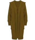 Kardigan Długi Gruby sweter warkocz Wełna (Brązowy) Kardigan Długi Gruby sweter warkocz Wełna (Brązowy)