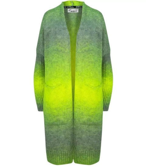 Kardigan długi gruby sweter ombre kolorowy (Zielony) Kardigan długi gruby sweter ombre kolorowy (Zielony)