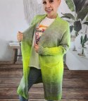 Kardigan długi gruby sweter ombre kolorowy (Zielony) Kardigan długi gruby sweter ombre kolorowy (Zielony)