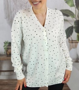 Klasyczny sweter kardigan w groszki Elegancki NELA (Biały)