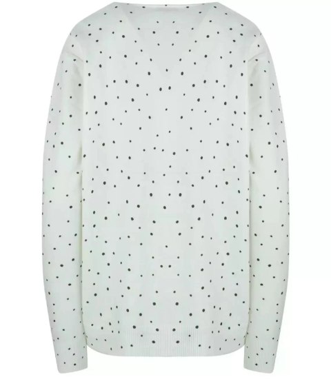 Klasyczny sweter kardigan w groszki Elegancki NELA (Biały) Klasyczny sweter kardigan w groszki Elegancki NELA (Biały)