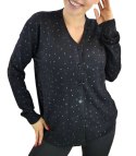 Klasyczny sweter kardigan w groszki Elegancki NELA (Czarny) Klasyczny sweter kardigan w groszki Elegancki NELA (Czarny)