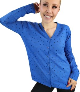 Klasyczny sweter kardigan w groszki Elegancki NELA (Niebieski)