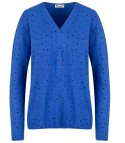 Klasyczny sweter kardigan w groszki Elegancki NELA (Niebieski) Klasyczny sweter kardigan w groszki Elegancki NELA (Niebieski)