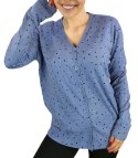 Klasyczny sweter kardigan w groszki Elegancki NELA (Niebieski)