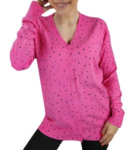 Klasyczny sweter kardigan w groszki Elegancki NELA (Różowy)