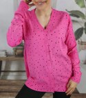 Klasyczny sweter kardigan w groszki Elegancki NELA (Różowy) Klasyczny sweter kardigan w groszki Elegancki NELA (Różowy)