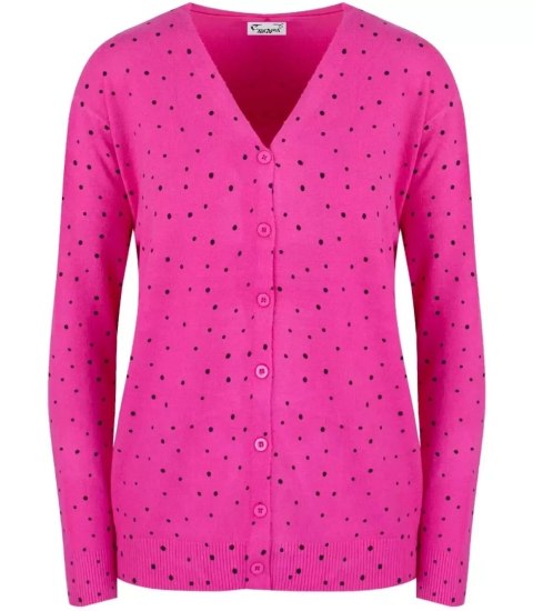 Klasyczny sweter kardigan w groszki Elegancki NELA (Różowy) Klasyczny sweter kardigan w groszki Elegancki NELA (Różowy)