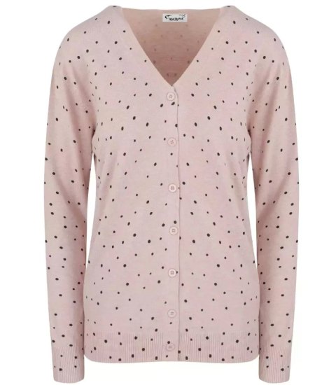 Klasyczny sweter kardigan w groszki Elegancki NELA (Różowy) Klasyczny sweter kardigan w groszki Elegancki NELA (Różowy)