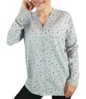 Klasyczny sweter kardigan w groszki Elegancki NELA (Szary) Klasyczny sweter kardigan w groszki Elegancki NELA (Szary)